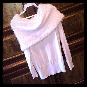 XOXO White popcorn cowl lightweight sweater